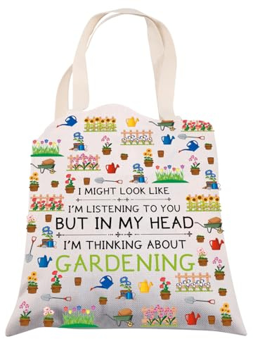 ENSIANTH Funny Gardening Tote Bag - Gardener & Garden Lover Gifts for Women Thinking About Gardening Canvas Tote Bag