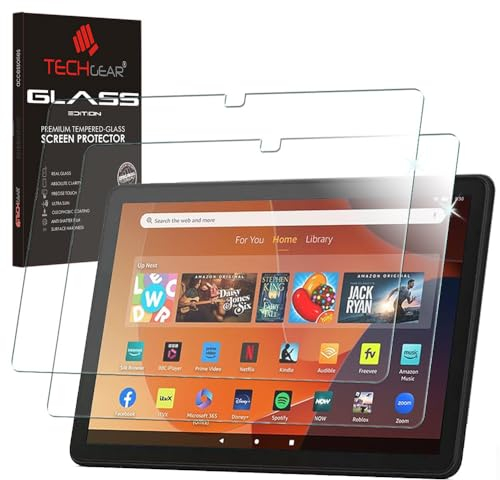 TECHGEAR Confezione da 2 pellicole protettive in vetro temperato per tutti i nuovi tablet Amazon Fire HD 10 / HD 10 per bambini (2023/13a generazione [durezza 9H] [trasparenza HD] [resistente ai
