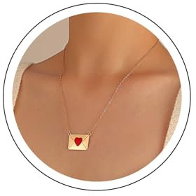 Yienate Vintage Gold Umschlag Anhänger Halskette Choker - Liebe & Zuneigung für Paare und Freundinnen - Boho Stil - Umweltfreundliches Metall für Jahrestag, Muttertag, etc.