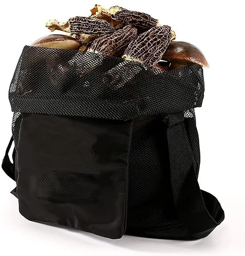 Borsa per la Raccolta dei Funghi, Borsa Rete per Funghi, Rete per la Liberazione delle Spore - Pieghevole - Resistente e Lavabile - Tracolla Regolabile - Per la Raccolta di Frutta - 42 x 43 cm
