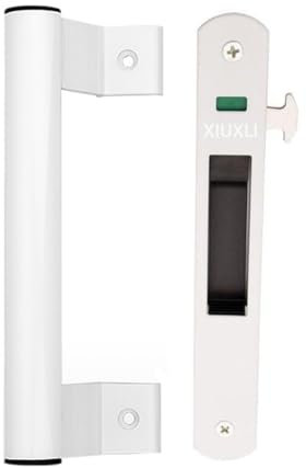 XIUXLI Chiusura con serratura su un lato, serratura con gancio per finestra per porte scorrevoli Serratura con serratura (Single side Handle Set White)