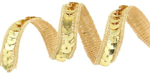 10 m x 12mm Paillettenband Pailletten Bänder Paillettenspitze Paillettenbesatz Glänzende Geflochten Paillettenborte Dekoband Zierband für DIY NäHen Handwerk Kleidungsdekoration,Gold A
