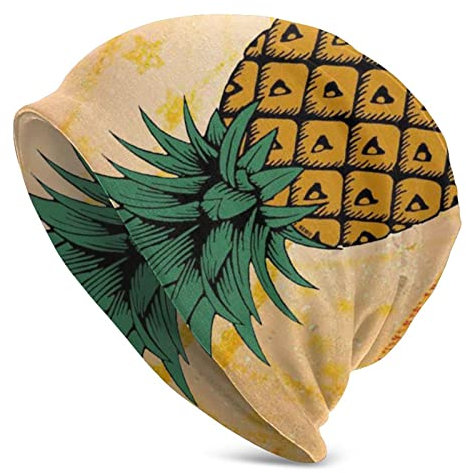 Slouchy Beanie-Mütze für Herren und Damen, dehnbar, Hip-Hop-Mütze, Baggy Skull Cap, Upside Down Ananas, One size