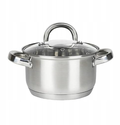 TOPFANN Topf SMART Edelstahl 16 cm Kochtopf Induktion 1,6 Liter, Mini Fleischtopf & Bratentopf mit Glasdeckel für den Backofen, rostfreier Edelstahl, für alle Herdarten geeignet