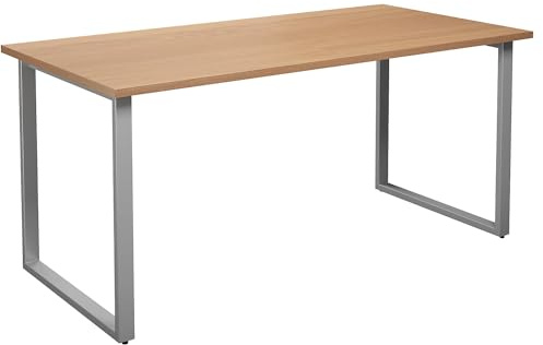 kaiserkraft | Mehrzwecktisch Duo-O | gerade Platte | Tiefe 800 mm | Breite 1600 mm | Buche/Silber