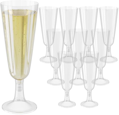 WELLGRO Set di bicchieri da spumante, 150 ml, in plastica trasparente, infrangibili, senza BPA, riutilizzabili, per champagne, 30 pezzi