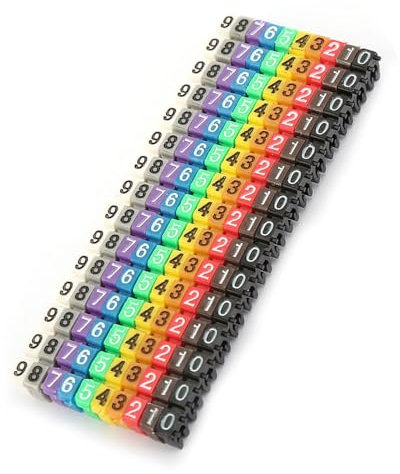 ZAWELIYO 150PCS/Box Plastic Cable Markers, Bright Color Wire Numbering Marker Cables with Clip-on Design for Cables 0.75~1.5mm² Diameter (KCM-1.5MM 1.5 Square Meters)