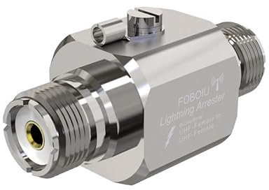 Foboiu Coaxial Lightning Arrester,UHF Female-to-Female Suppressor Connectors Coax Cable Lightning Surge Protector for HF Radio，RF，VHF, UHF, CB, Ham, Two-Way Radio Ham Antenna