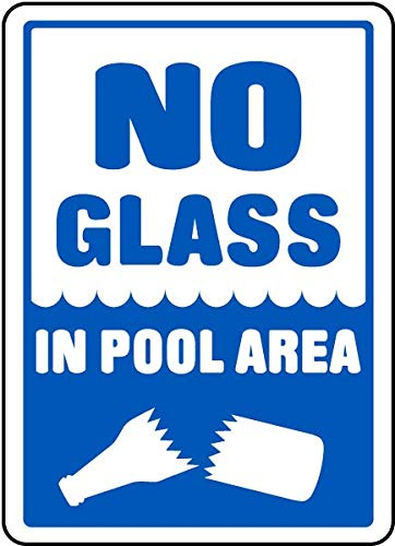 Panneau en métal Pool Rules - Décoration murale pour intérieur/extérieur - 30,5 x 20,3 cm - Sans verre dans la zone de la piscine