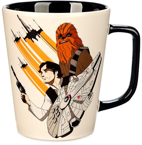 Disney Store Offizieller Han Solo und Chewbacca Becher, Star Wars, 475ml, Trinkbecher mit Kontrastierendem Innenraum und Griff, Mikrowellen- und Spülmaschinenfest