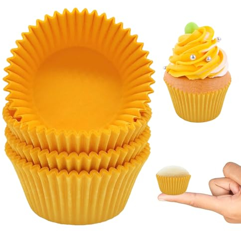 1000 Piezas Mini Moldes de Papel Pequeños Casos de Papel para Magdalenas Mini Tamaño de 2,5 cm Papel Molde Muffin Cases Moldes individuales para cupcakes para Magdalenas, Pastelitos (Amarillo)