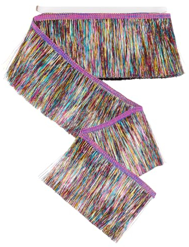 FINGERINSPIRE 10 m Metallische Fransenborte 10.5 cm Breit Polyester Fransenbandbesatz Bunte Quastenborte Zum Nähen Lametta Fransenbesatz Für Heimwerker Basteln Kostüm Fransenband Für Party Dekoration