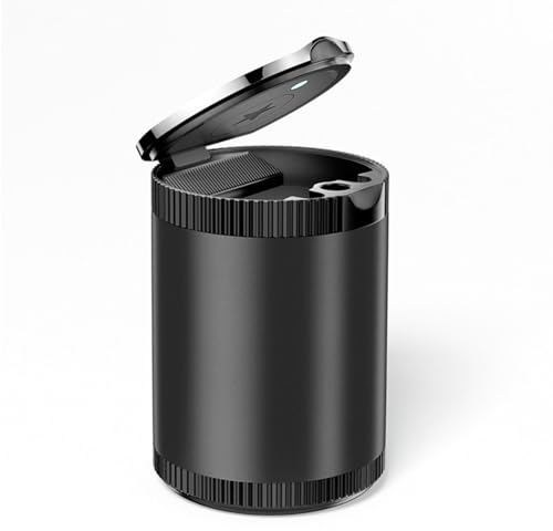 SBFGH Auto Aschenbecher für VW Polo Vivo/Virtus, Tragbare Aschenbecher Abnehmbarer Rauchfreier mit Deckel und LED Staubdicht Auto-Mülleimer,A Black