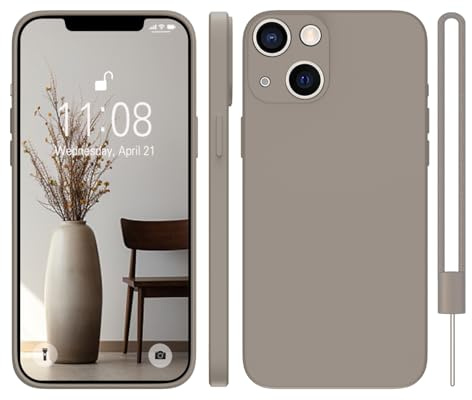 KPPIT for iPhone 13 Case Silicone,(Titanium Gray) | With phone lanyard,Microfiber Lining,ltra Slim Soft Gel Anti-Scratch