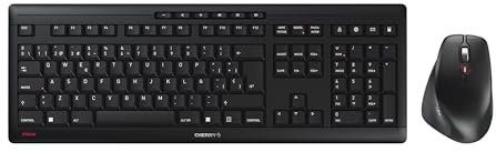 Cherry Stream Desktop, Pack de Teclado y ratón inalámbricos, distribución de Teclado español (QWERTY), radiofrecuencia 2,4 GHz, Teclas silenciosas, a Pilas, Negro