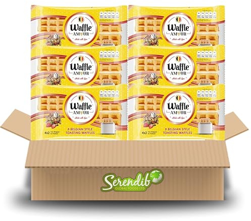 Waffle Amour TOASTING WAFFLES | 8 Belgian style toasting waffles 4X2 Packs in one Packet | Belgium Breakfast Treat | (6 Packets)