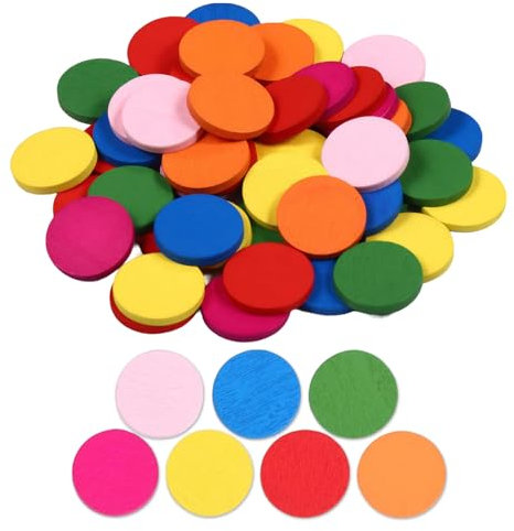 150 Stück runde Holzstücke bunte Scheiben Lernwerkzeuge Holz Konfetti – Bunte Holzscheiben, hochwertig, für kreative Spiele und DIY-Projekte