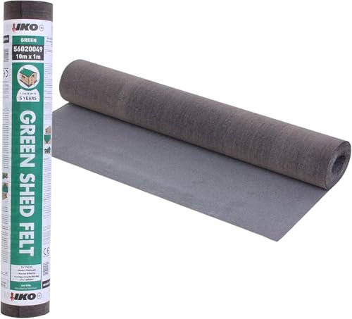 Standard Grade Green Shed Roof Felt Mineral 32.8 x 3.2 ft 10m x 1m with 13mm Galvanized Roofing Nails Pack of 50 Included Durable, Long Lasting Heavy Duty Roofing Felt