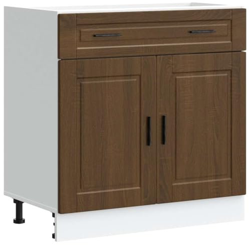 Genérico Wenjingqi 853984 Porto Meuble bas de cuisine en chêne marron bois reconstitué
