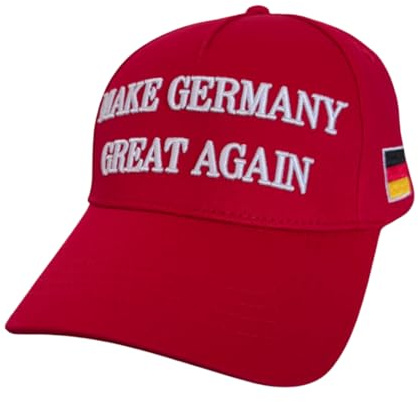Make Germany Great Again, rote Baseball Kappe, MAGA, Deutschland, schwarz-rot-goldene Fahne