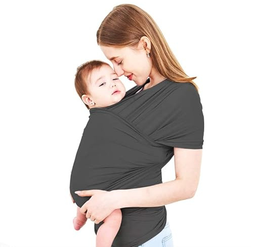 Tyafzzn Tragetuch Baby Neugeboren, Babytragetuch Neugeborene Ohne Binden aus Weicher Baumwolle, Belastbar bis 20 Kg, Freihändige Stabile und Ergonomische Baby Trage (Schwarz)