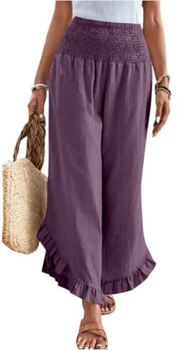 Pantacourt Cargo Femme Pantalon Toile Femme Été Haute Gainant Combinaison Pince Ete Culotte Élégante Fleuri Droit Veste Medicale Resserré Cheville Mes Commandes Passées Lin Coton Pourpre XXL
