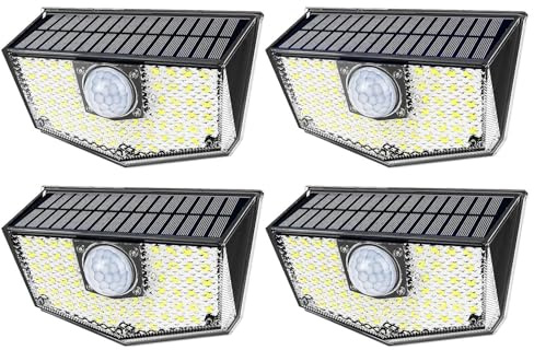OUSFOT Aussenlampe Wand mit Bewegungsmelder 4 Stück, 3 Modi 30 LEDs Solar Wandleuchte Aussen, Wasserdicht IP67 Led Solarleuchten für Aussen, Wand, Geländer, Zaun, Garten, Terrasse, Balkon, Treppen