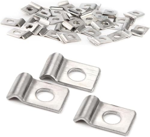 50 Pièces Fixation Grillage Rigide sur Mur Cavalier Cable Electrique Fixation Epaissi U Tube Pince Colliers de Serrage Collier de Serrage Inox Clips Cable Monotrou Collier(2mm)