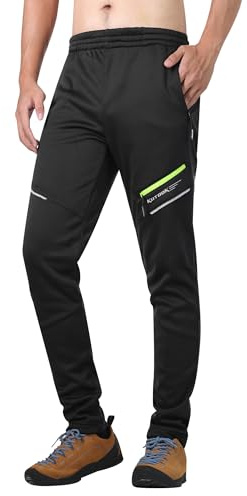 KUTOOK Winter Fahrradhose Herren Lang Thermo Wasserabweisend Winddicht mit Fleece Innenfutter Radhose Atmungsaktiv Reflektierend MTB Rennrad Hose Warm für Radfahrren Outdoor Fahrrad