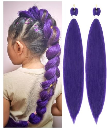 Lange Lila Synthetische Geflochtene Perücke 61 cm Für Mädchen, Kostüme, Partys, Halloween Oder Cosplay (2er-Pack)