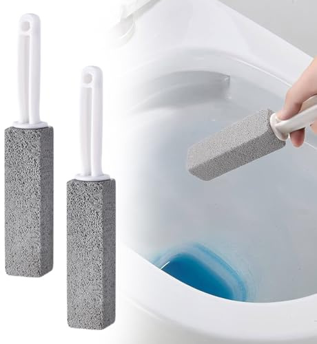 2 Stück Bimsstein WC, Klo Reiniger bei hartnäckigem Urinstein & Kalk, Pumice Stone Toilet, Toilettenstein für effektive Reinigung, Reinigungsstein, Blöcke mit Griff für Grill Fliesen Flecken