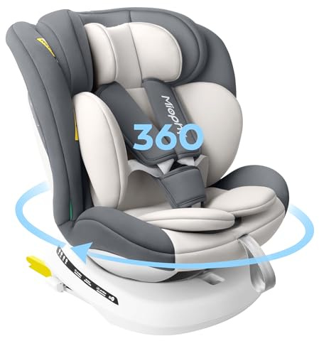Miophy 360 Girevole I-size Seggiolino Auto Isofix, 40-150 cm, 0-12 anni, Gruppo 0+1/2/3, Omologato ECE R129/04