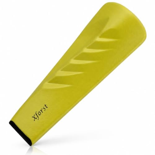 Xforst Cuña para Partir Leña Giratoria 2,25 kg – Acero Forjado Macizo Helicoidal para Troncos y Madera Dura – Partidor y Astilladora de Leña Manual con Funda, Amarillo Señal SK5G