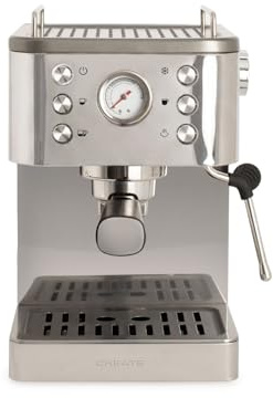 CREATE / THERA CLASSIC COLD BREW/Cafetera express cromado/Función café frío, depósito 1,5L, brazo vaporizador, doble salida, semiautomática, café molido y monodosis ESE 55mm manómetro, 1350W