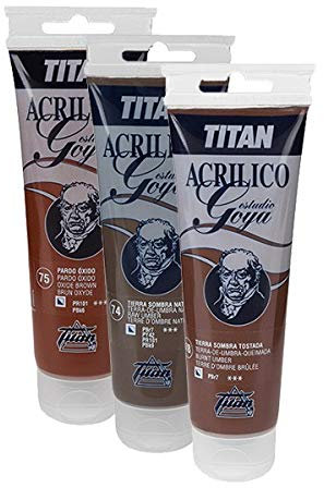 Colores Pardos Acrílicos Goya Estudio Titan - Tubo 125 mL, 75-Pardo Óxido