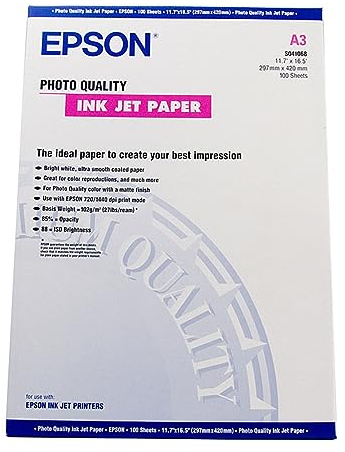 Epson Papier für Tintenstrahldrucker in Foto-Qualität matt beschichtet A3 297 x 420 mm 102 g/m² 100 Blatt
