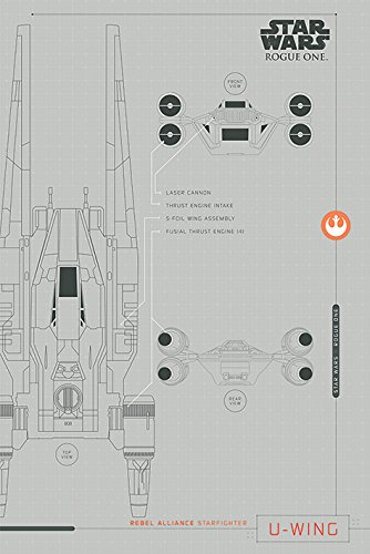 Star Wars Rogue One u-Wing Pläne Maxi Poster, Mehrfarbig