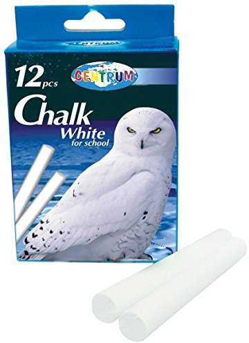 CENTRUM 80 mm x 7.5 mm School Chalk - White (Pack of 12 Sticks)