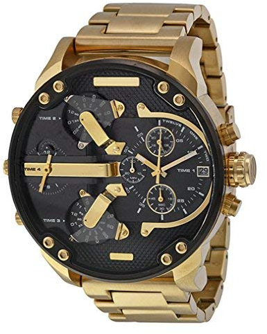 FENKOO Männer Uhrquarz wasserdichte Sport-Uhr-Kalender echtem Edelstahl Armbanduhr montre reloj relogio (Gold)