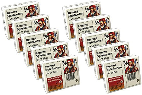 HAC24 10x Rommé Canasta Bridge Spielkarten je 2X 55 Blatt Romme Kartenspiel Karten