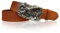 FRONHOFER Gürtel Kolibri Gürtelschnalle 4 cm silber Vogel Schnalle, Gürtel Damen Ledergürtel, 18171, Größe:Körperumfang 90 cm/Gesamtlänge 105 cm, Farbe:Cognac