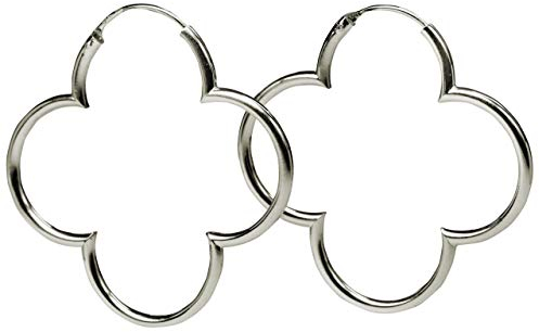 SILBERMOOS Damen Creolen Blumen Kleeblatt glänzend 925 Sterling Silber Ohrringe