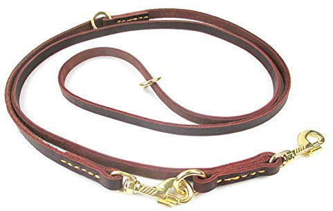Hundelederband Dog Leder Hundeseile Leder Mehrfach Verstellbar auf Mehreren Ebenen, Hundeleine aus Leder Dopelleine mit komfortable Gepolsterte Griff für Zwei Hunde 230X1.2cm