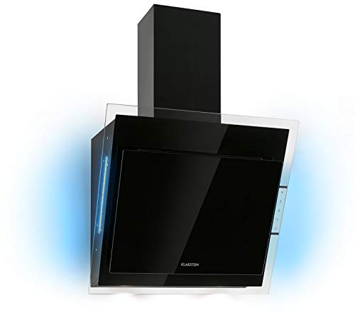 Klarstein Mirage 60 Spiskåpa - Väggutsug, Huvudfri, 60 cm, Frånluftsflöde: 550 m³ / timme, ClearTouch Control, Energieffektivitetsklass A ++, Balanserat ljuskoncept, Svart