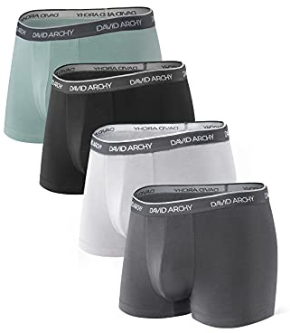 DAVID ARCHY Boxer da Uomo Pantaloncini retrò con Tasca 3D rigonfia, Mutande da Uomo in bambù Biancheria Intima di Base Ultra Morbida Traspirante, Pacco da 3/4