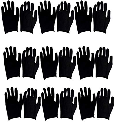 Exceart Multipurpose Safety Gloves - Black Cotton Gloves, Size M (Thin)