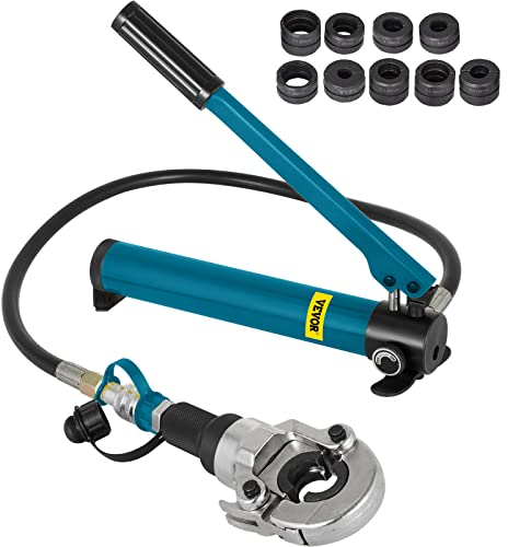 VEVOR Pinza Crimpatrice Idraulica V12-28 mm a TH 16-32 mm, Tubi Compositi PEX PE-X Crimpare, Pinza per Pressa Idraulica 6T, con Impugnatura Gommata, per Pressare Rame o Acciaio a profilo a V/TH