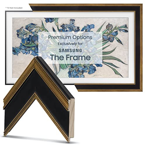 Deco TV Frames Cadre photo Smart pour TV Samsung The Frame 50 Doré et noir