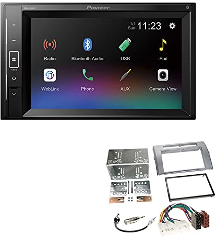 Pioneer DMH-A240BT 2-DIN Autoradio Bluetooth USB passend für Toyota Corolla Verso 2004-2009 Silber
