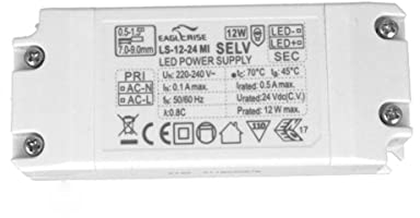 Ledlux Transformador 220 24V, fuente de alimentación de 24 V para tira LED, modelo largo delgado, carcasa de plástico